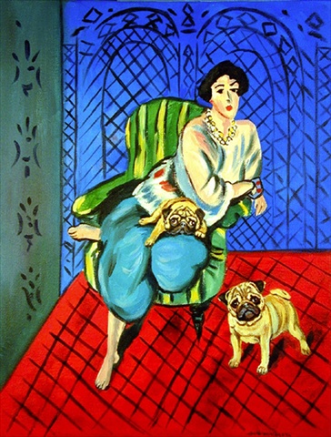 Lady With Her Pug Flag Canvas - House Size