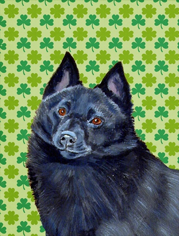 Schipperke St. Patricks Day Shamrock Portrait Flag - Garden Size