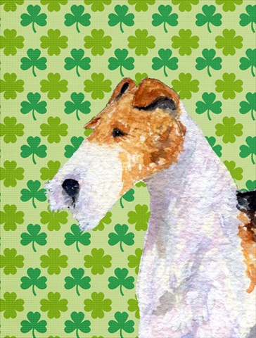 Fox Terrier St. Patricks Day Shamrock Portrait Flag Canvas - House Size