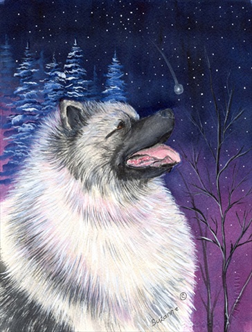Starry Night Keeshond Flag - Garden Size