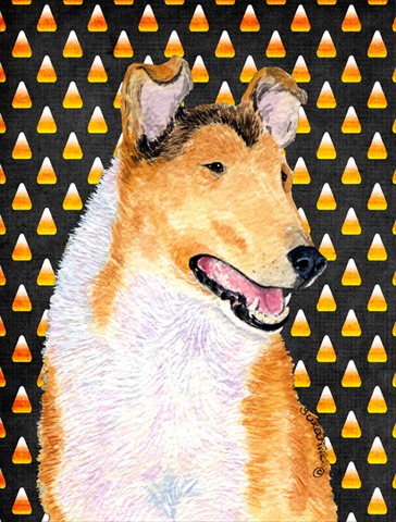 Collie Smooth Candy Corn Halloween Portrait Flag - Garden Size