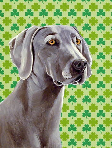 Weimaraner St. Patricks Day Shamrock Portrait Flag - Garden Size