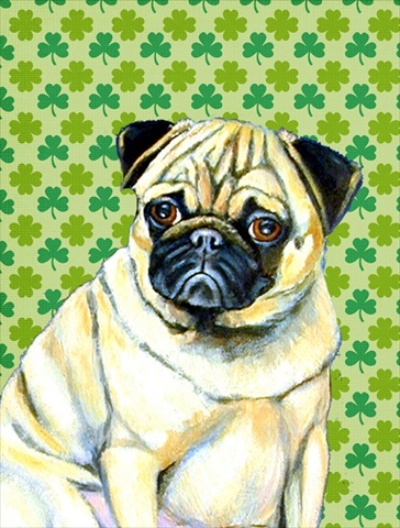 Pug St. Patricks Day Shamrock Portrait Flag - Garden Size