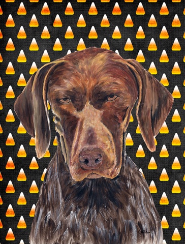 German Shorthaired Pointer Candy Corn Halloween Portrait Flag - Garden Size