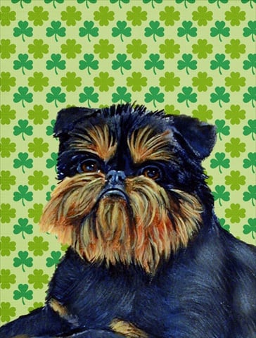 Brussels Griffon St. Patricks Day Shamrock Portrait Flag - Garden Size
