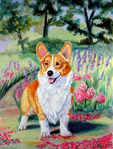 Corgi Springtime In The Garden Flag - Garden Size