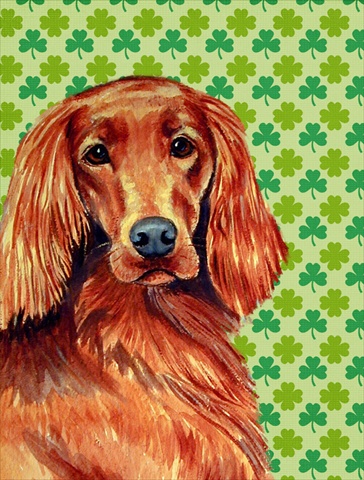 Irish Setter St. Patricks Day Shamrock Portrait Flag - Garden Size