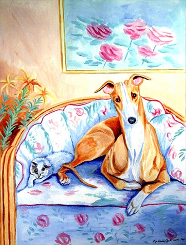 Whippet Waiting On Mom Flag Canvas - House Size