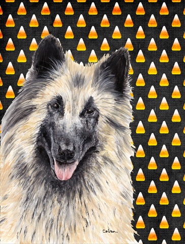 Belgian Tervuren Candy Corn Halloween Portrait Flag Canvas - House Size