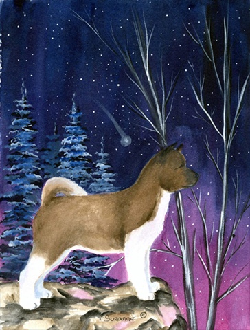 Starry Night Akita Flag - Garden Size