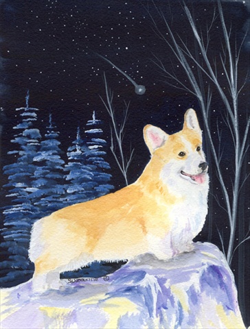 Starry Night Corgi Flag - Garden Size