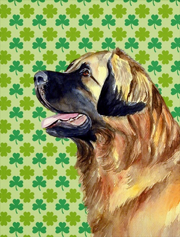 Leonberger St. Patricks Day Shamrock Portrait Flag - Garden Size