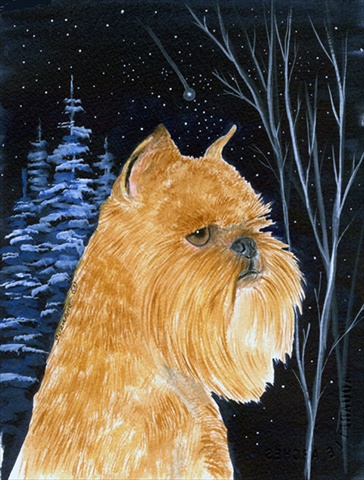 Starry Night Brussels Griffon Flag - Garden Size, 11 x 15 in.