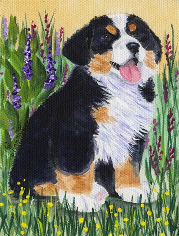 Bernese Mountain Dog Canvas Flag - House Size- 28 x 40 in.
