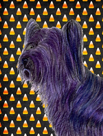 Skye Terrier Candy Corn Halloween Portrait Flag - Garden Size, 11 x 15 in.