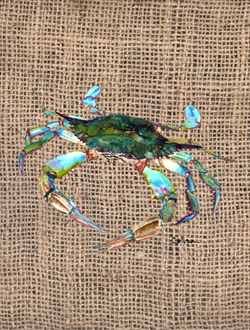 Crab Canvas Flag - House Size- 28 x 40 in.