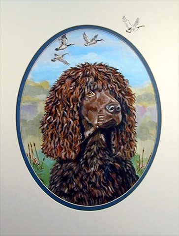 Irish Water Spaniel Canvas Flag - House Size- 28 x 40 in.
