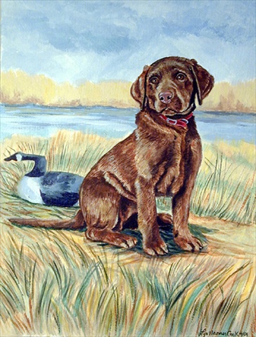 Chocolate Labrador Puppy Flag - Garden Size, 11 x 15 in.