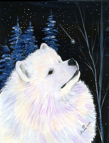 Starry Night Samoyed Flag - Garden Size, 11 x 15 in.