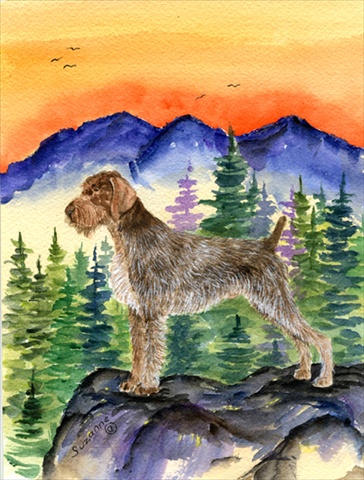 German Wirehaired Pointer Canvas Flag - House Size- 28 x 40 in.