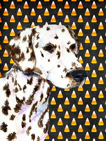 Dalmatian Candy Corn Halloween Portrait Flag - Garden Size- 11 x 15 in.