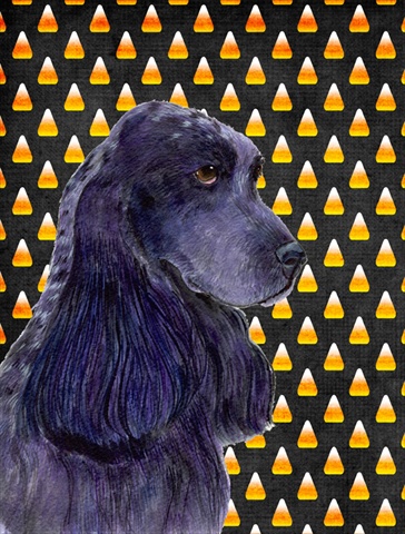 SS4264CHF Cocker Spaniel Candy Corn Halloween Portrait Canvas Flag - House Size- 28 x 40 in.
