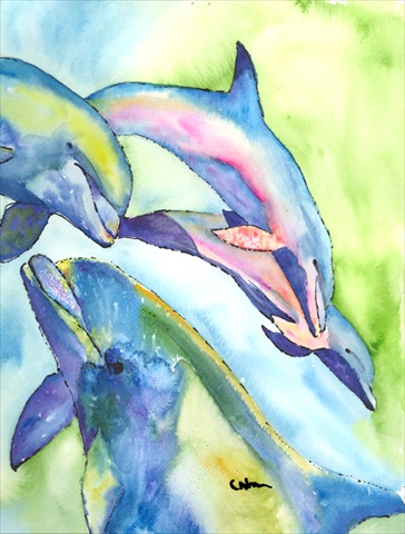 Dolphin Canvas Flag - House Size- 28 x 40 in.