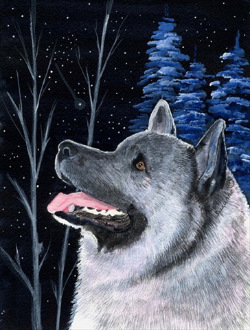 Starry Night Norwegian Elkhound Flag - Garden Size, 11 x 15 in.