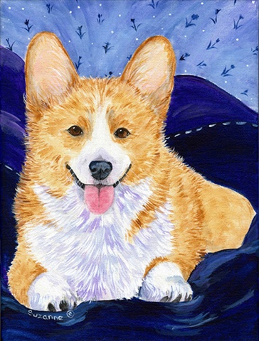 Corgi Canvas Flag - House Size- 28 x 40 in.