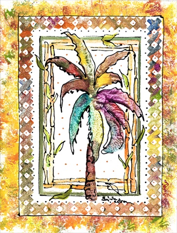 Palm Tree Canvas Flag - House Size, 28 x 40 in.