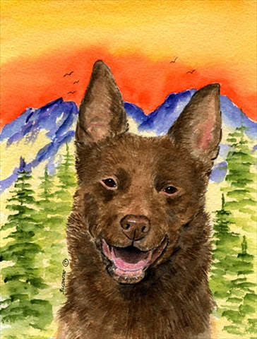 Australian Kelpie Canvas Flag - House Size- 28 x 40 in.
