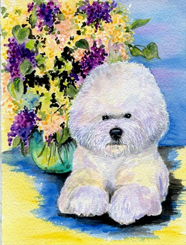 Bichon Frise Canvas Flag - House Size- 28 x 40 in.