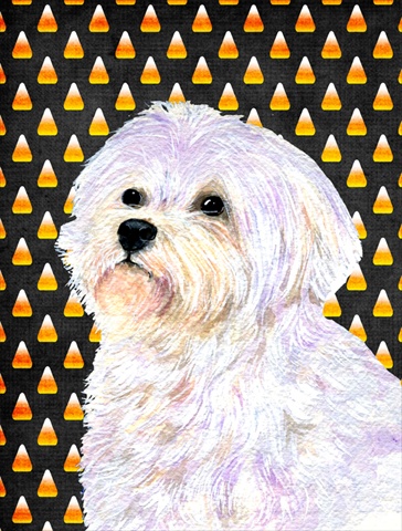 Maltese Candy Corn Halloween Portrait Flag - Garden Size, 11 x 15 in.