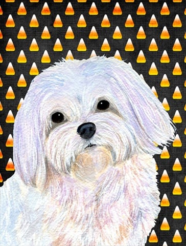 Maltese Candy Corn Halloween Portrait Canvas Flag - House Size, 28 x 40 in.