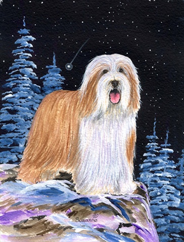 Starry Night Bearded Collie Flag - Garden Size, 11 x 15 in.