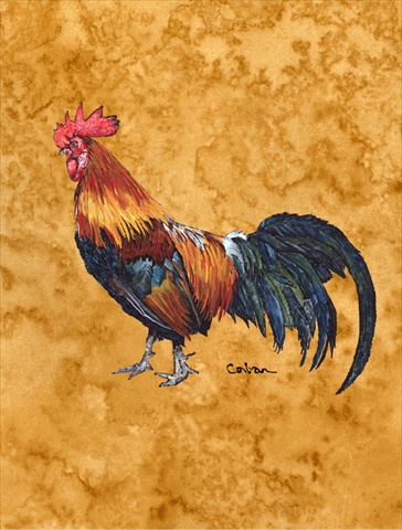 Rooster Canvas Flag - House Size- 28 x 40 in.