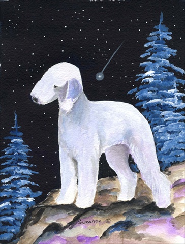 Starry Night Bedlington Terrier Flag - Garden Size, 11 x 15 in.