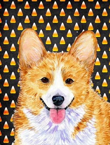 Corgi Candy Corn Halloween Portrait Flag - Garden Size, 11 x 15 in.