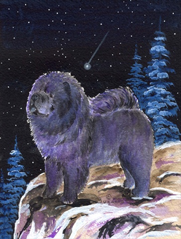 Starry Night Chow Chow Canvas Flag - House Size- 28 x 40 in.