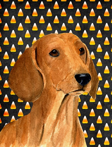 Dachshund Candy Corn Halloween Portrait Flag - Garden Size, 11 x 15 in.