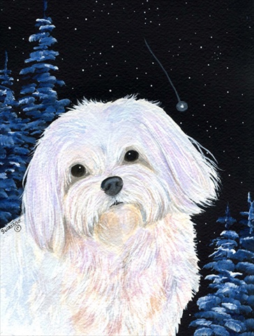 Starry Night Maltese Canvas Flag - House Size- 28 x 40 in.