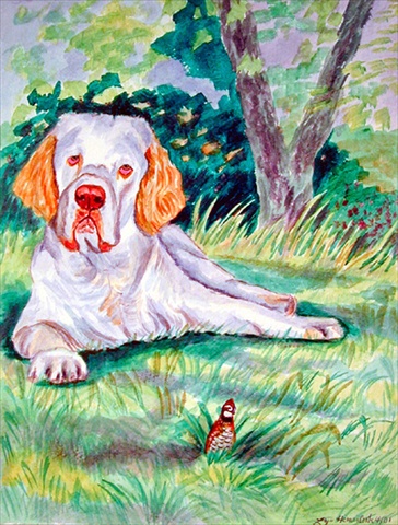 Clumber Spaniel Canvas Flag - House Size, 28 x 40 in.