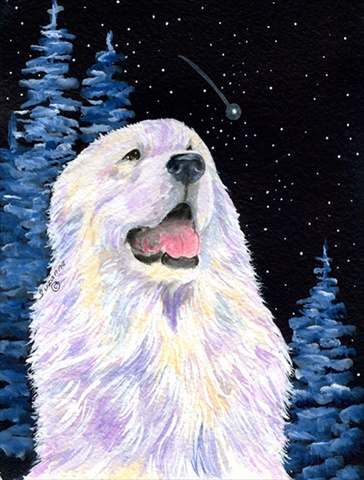 Starry Night Great Pyrenees Flag - Garden Size, 11 x 15 in.