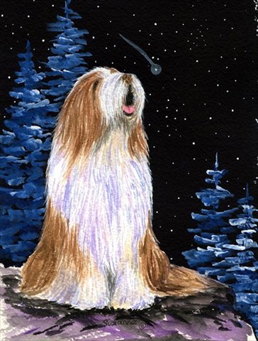Starry Night Bearded Collie Flag - Garden Size, 11 x 15 in.