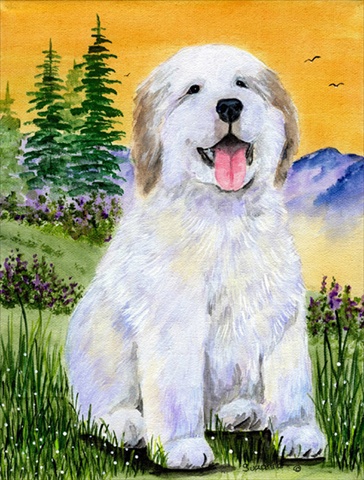Great Pyrenees Canvas Flag - House Size- 28 x 40 in.
