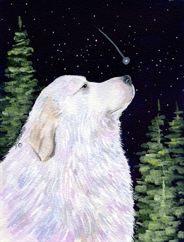Starry Night Great Pyrenees Flag - Garden Size- 11 x 15 in.