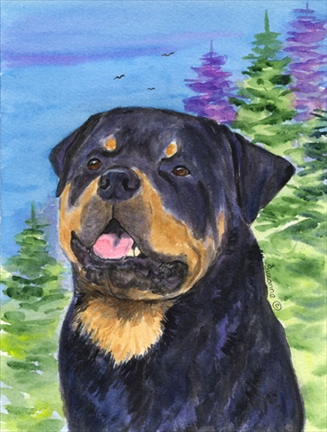 Rottweiler Canvas Flag - House Size- 28 x 40 in.