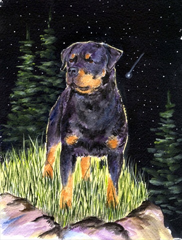 Starry Night Rottweiler Canvas Flag - House Size, 28 x 40 in.