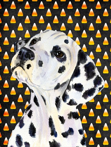 Dalmatian Candy Corn Halloween Portrait Flag - Garden Size, 11 x 15 in.