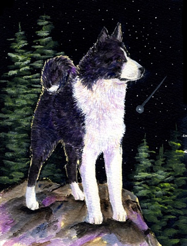 Starry Night Karelian Bear Dog Flag - Garden Size, 11 x 15 in.